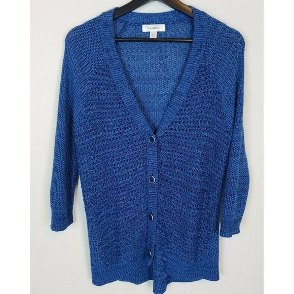 Dress Barn Blue Knitted Button Cardigan 3/4 Sleeve XL EUC - Picture 1 of 3